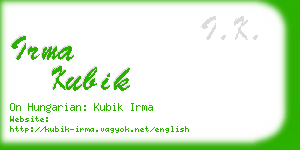 irma kubik business card